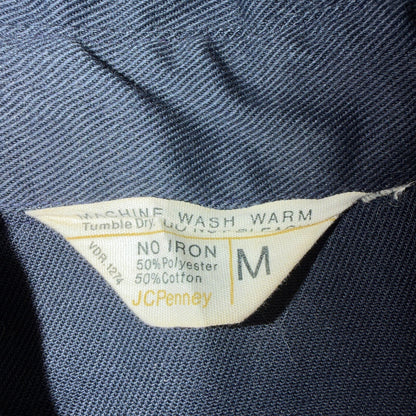 VTG 70s JC Penney Navy Work Shirt Button Front Chore Utility Rockabilly Workwear