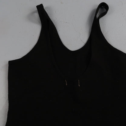 Antique 1920s Black Solid Wool Bathing Suit Women Swimsuit Art Deco 20s 30s