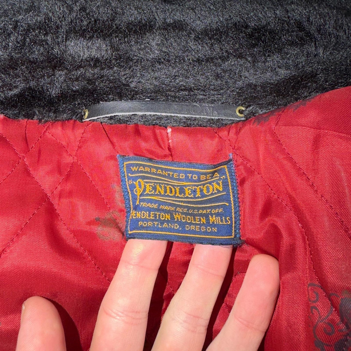 VTG Pendleton Jacket Black Plaid Wool USA Double Breast Chore Car Coat 60s 1960s
