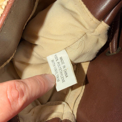 Rosetti Woven Purse Natural Tan Zippered Classic Small Bag Faux Leather Strap