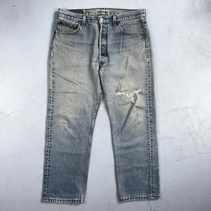 Levis 501 Vintage 90s Mexico Straight Leg Jeans 34x32 Y2K Light Wash Act 33x27