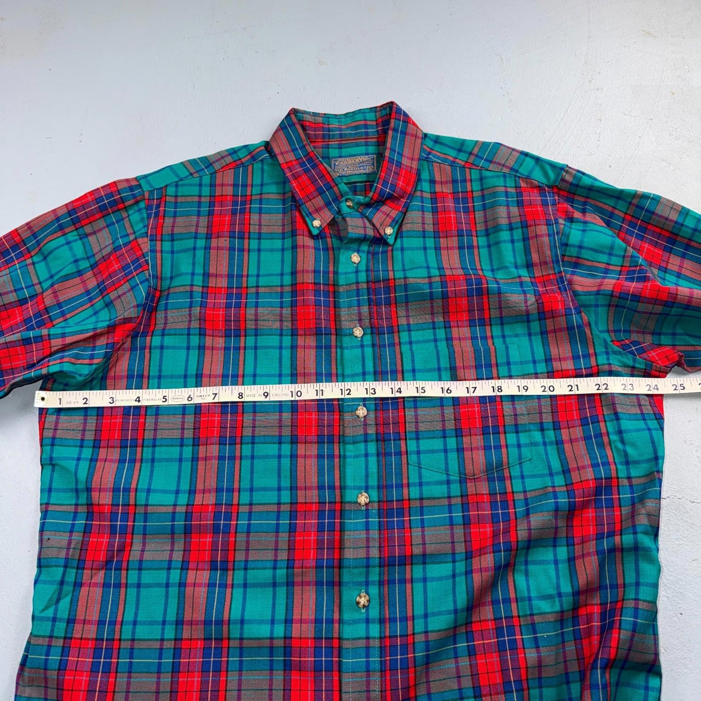 Pendleton VTG USA Made Virgin Wool BF LS Flannel Blue Red Turquoise Sz XL