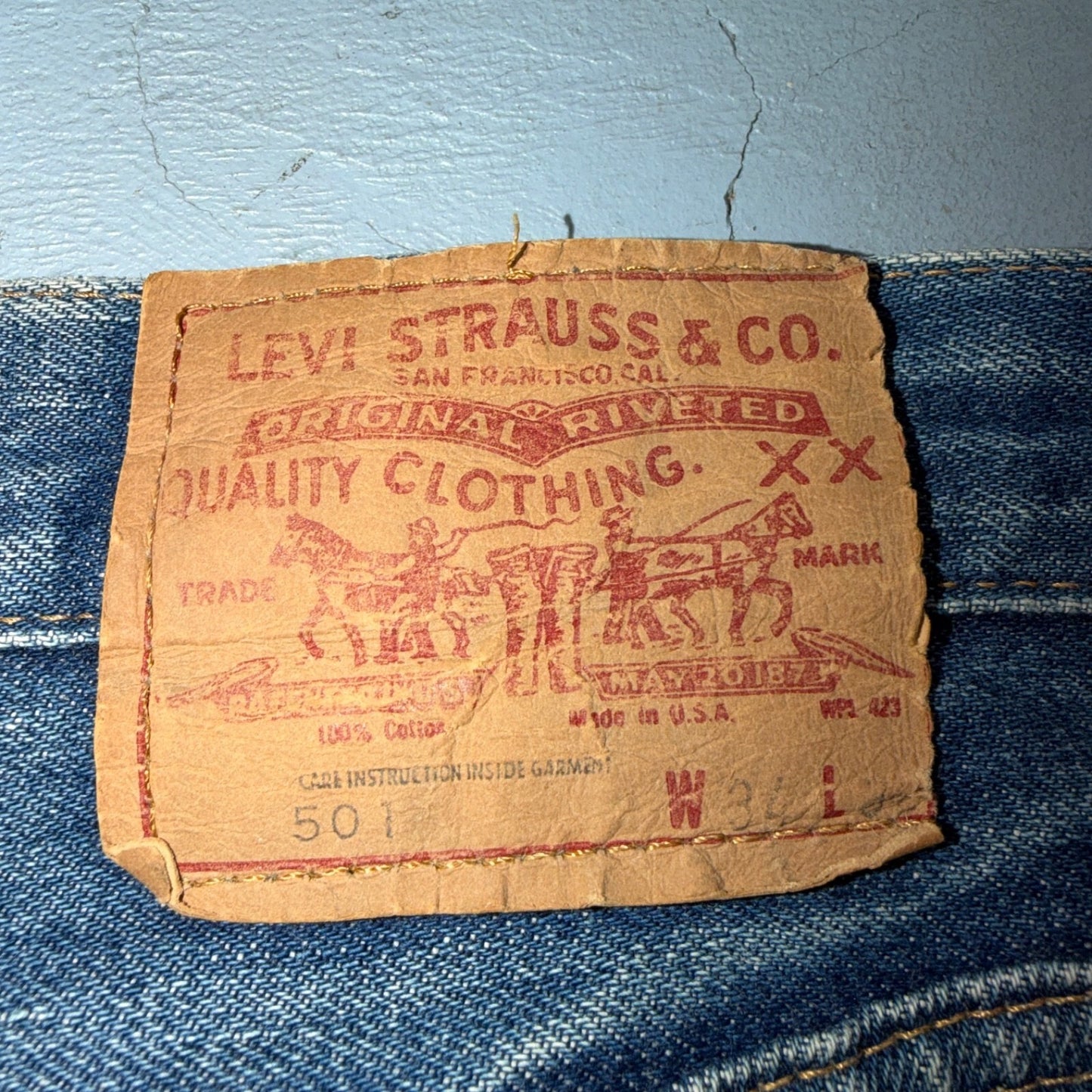 Levis 501 Vintage 80s Redline Selvedge USA XX Jeans Light Wash 34x30 Act 33x28