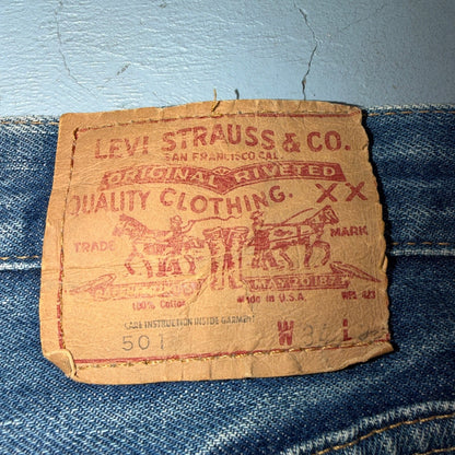 Levis 501 Vintage 80s Redline Selvedge USA XX Jeans Light Wash 34x30 Act 33x28