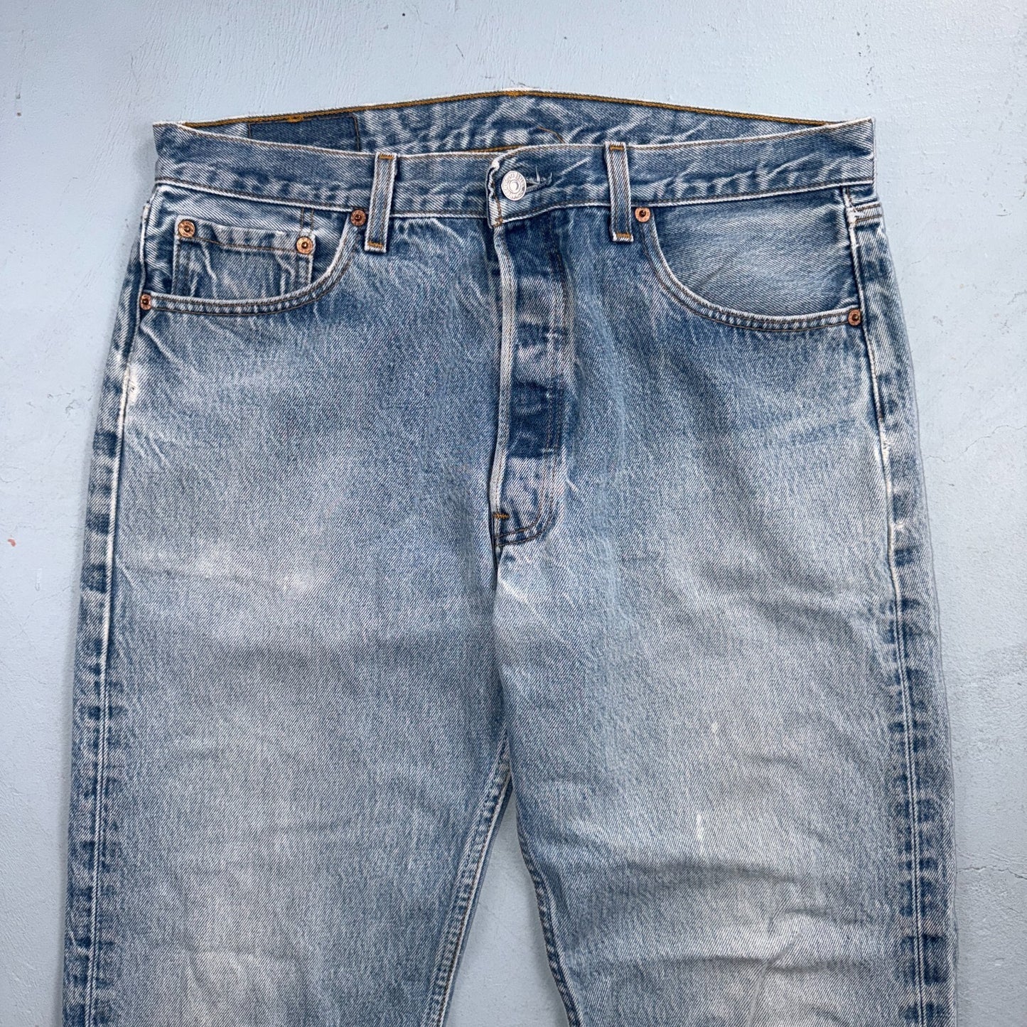 Levis 501 Vintage 90s USA XX Straight Leg Jeans Blue Light Wash 35x33 Act 34x29
