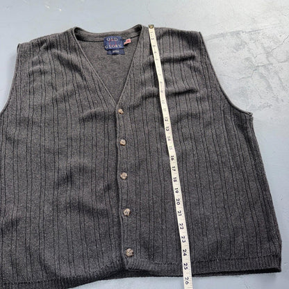 VTG Men's XL Knit Vest Sleeveless Button Up Gray Old Glory Grandpacore Work 90s