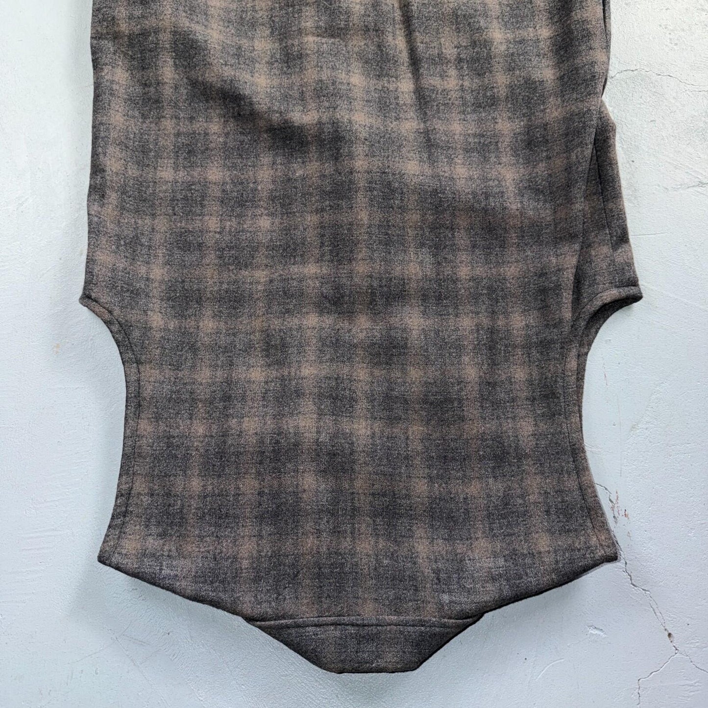 VTG 1960s Hippie Sleeveless Plaid Duster Blazer Jacket Gray Shadow Rockabilly
