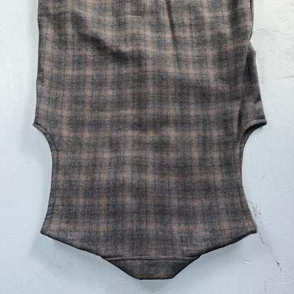 VTG 1960s Hippie Sleeveless Plaid Duster Blazer Jacket Gray Shadow Rockabilly