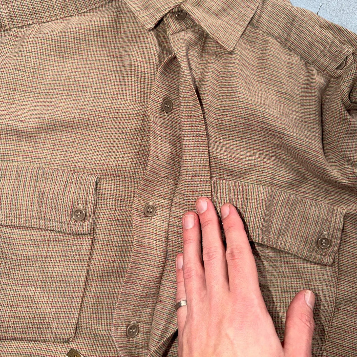 Vintage 1940s Plaid Workwear Chore Shirt Utility Button Up Medium Rockabilly 40s
