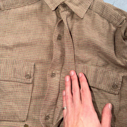 Vintage 1940s Plaid Workwear Chore Shirt Utility Button Up Medium Rockabilly 40s
