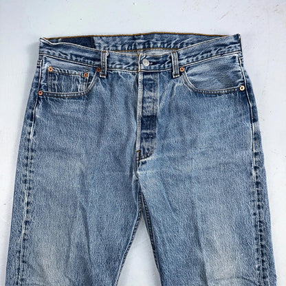 Levis 501 Vintage 90s USA XX Straight Leg Jeans Blue Light Wash 35x34 Act 33x30