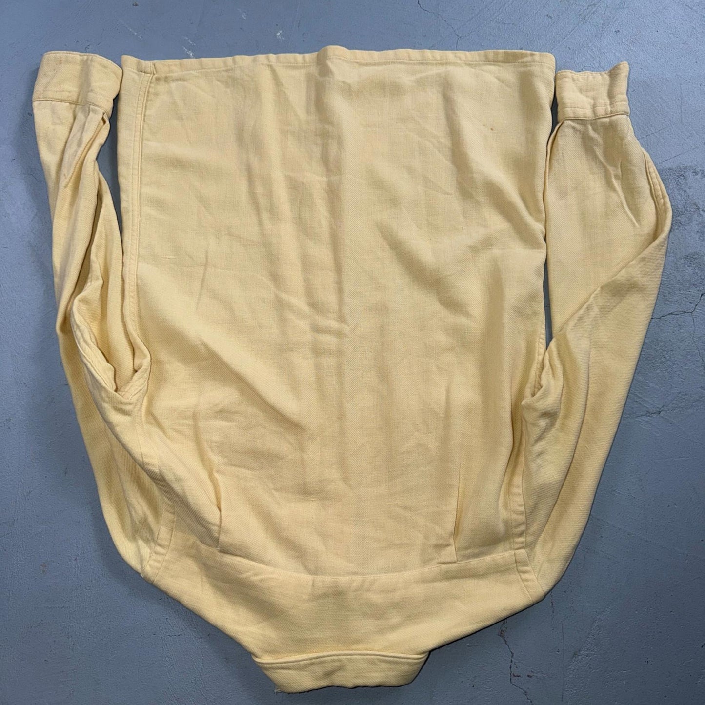 Vtg 50s Rockabilly Butter Yellow Board Shirt Shacket 2-Pocket Straight Hem S