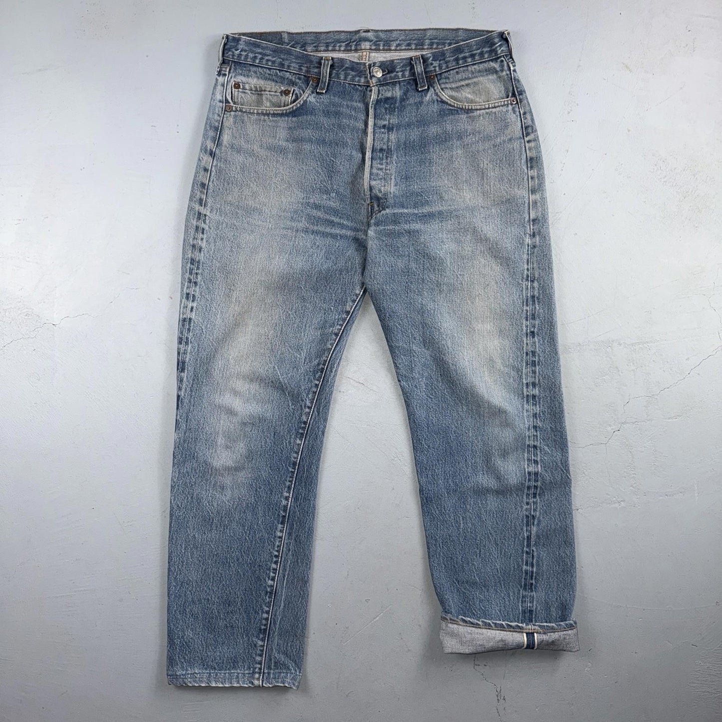 Levis 501 Vintage 80s Redline Selvedge USA XX Jeans Light Wash 38x40 Act 36x29