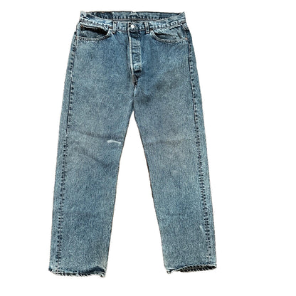 VTG 90s Levis 501 Button Fly 38x32 USA Tag Jeans Straight Wash Blue XX Act 34x30
