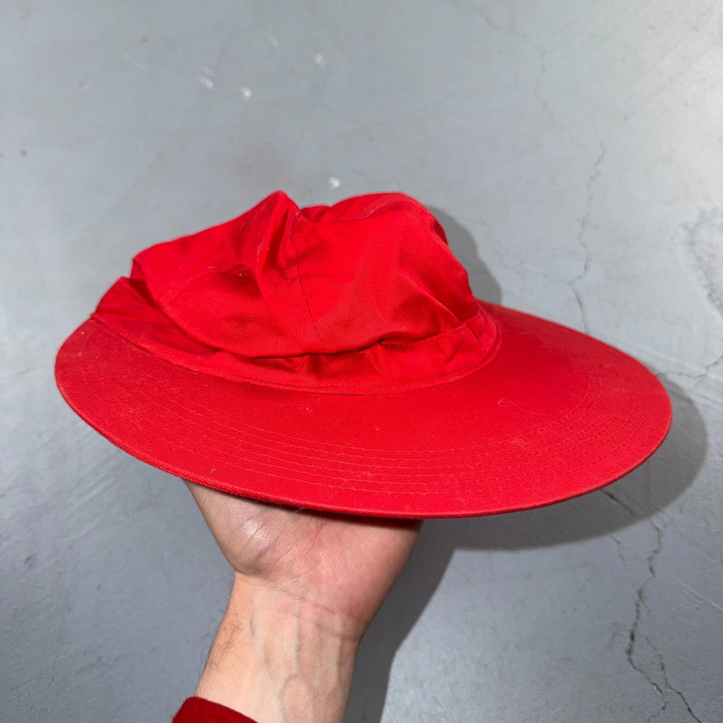 Women Hat Sun Fishing Hiking Boating Hat Red One Size Visor Brim VTG 80s