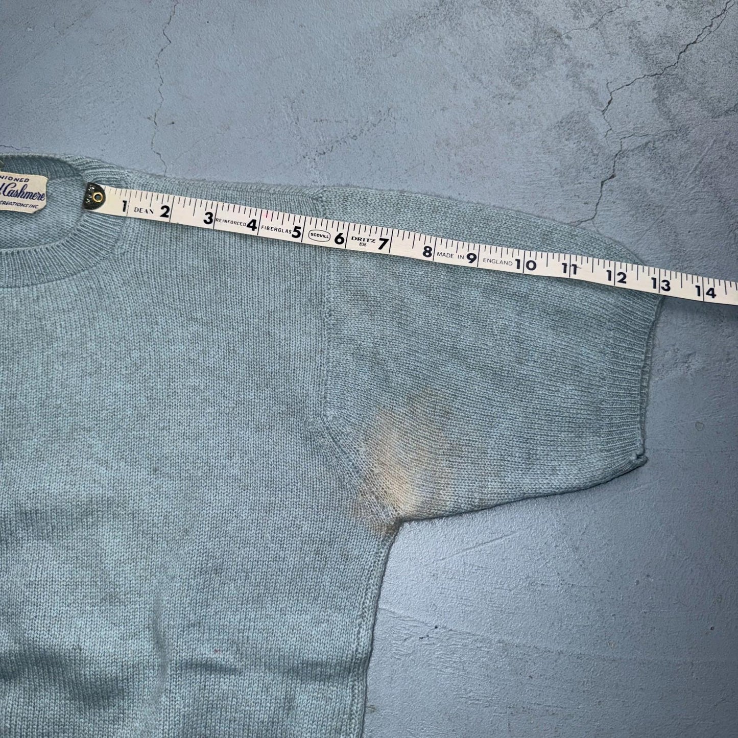 VTG 1940s 1950s Wool Cashmere Sweater Rockabilly Womens Mod Knit Blue Peggy Park
