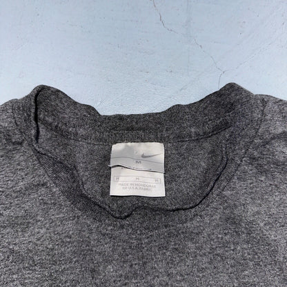 Nike Y2K Silver Tag Medium VTG T Shirt Side Center Swoosh Simple Heather Gray