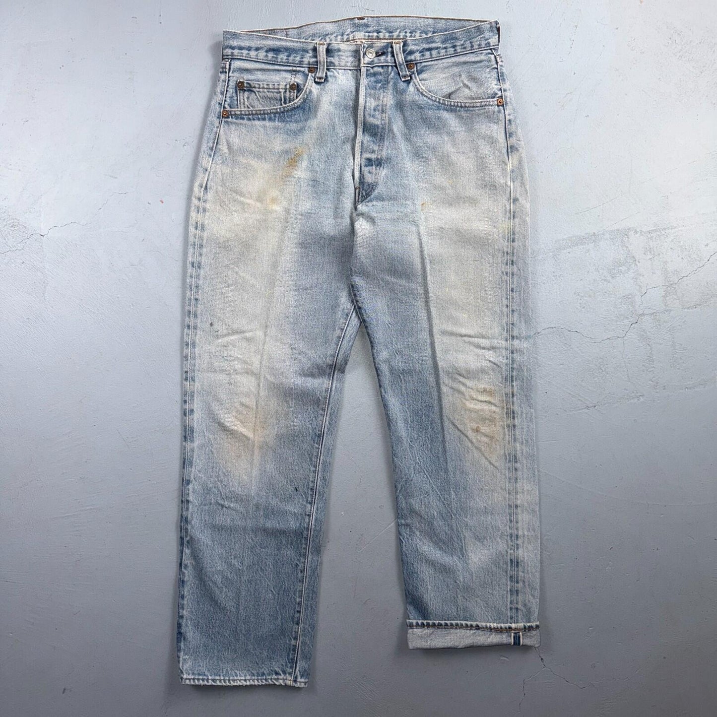 Levis 501 Vintage 80s Redline Selvedge USA XX Jeans Light Wash 34x32 Act 32x29