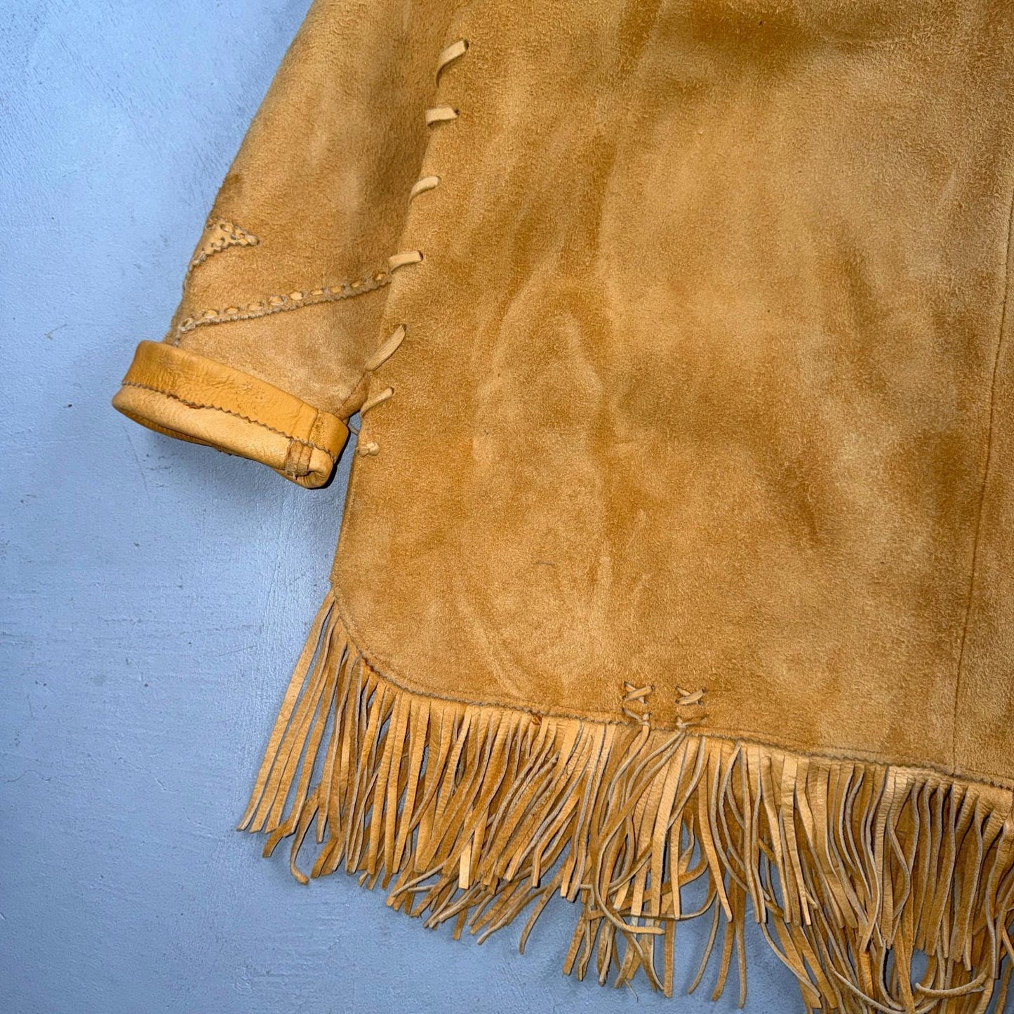 VTG Buckskin Montana Jacket Leather Fringe Western Leather Cowboy Suede 70s