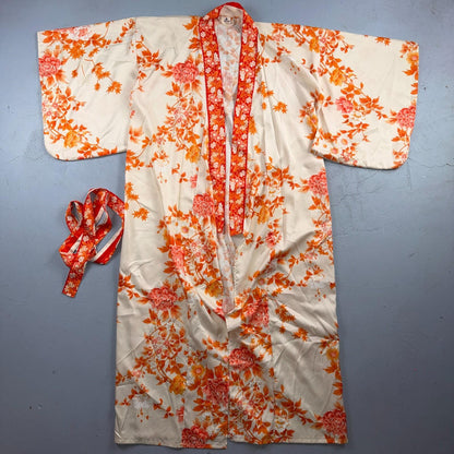 Japanese Kimono Haori Pure Poly Custom Made Daimaru VTG Style Japan Orange