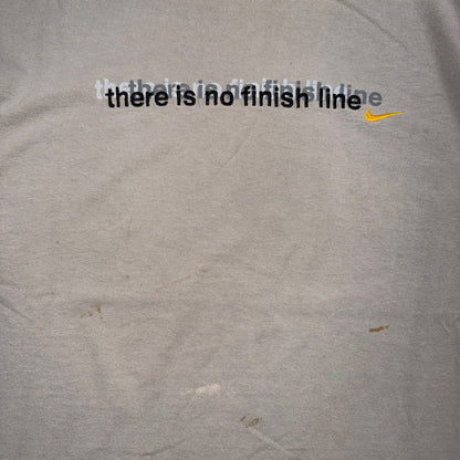 Nike VTG Y2K There Is No Finish Line Swoosh Running T Shirt Beige Distressed