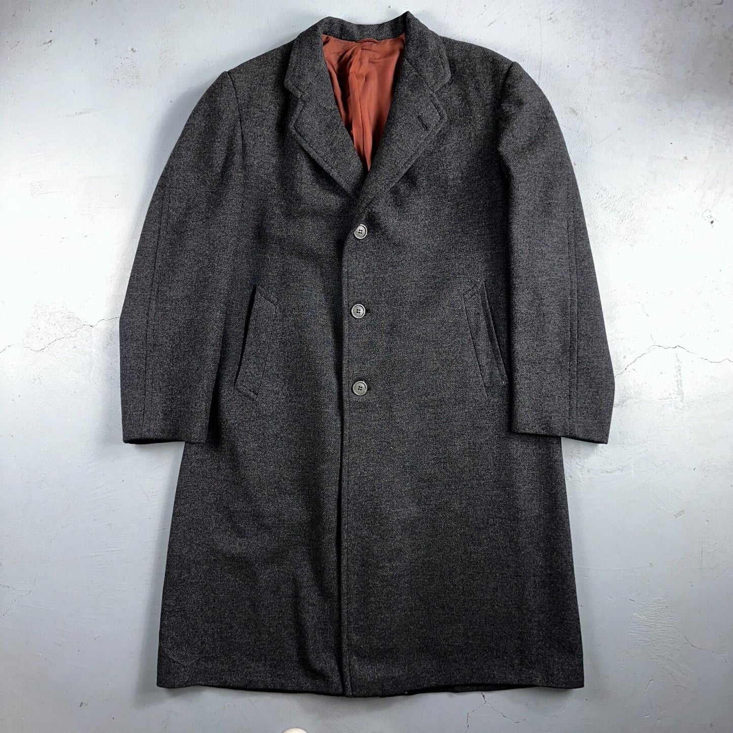 VTG Edward Chapman 1948 Vancouver BC Mens Overcoat Long Coat WWII 1940s Wool