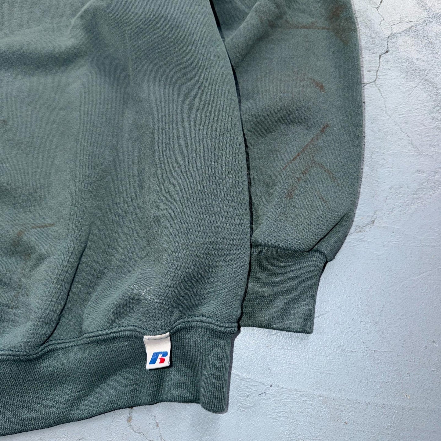 Vintage Russell Athletic Sweatshirt Green Large Y2K Basic Thrashed Worn