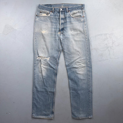 Levis 501 Vintage 80s USA XX Straight Leg Jeans Blue Light Wash 38x36 Act 36x32