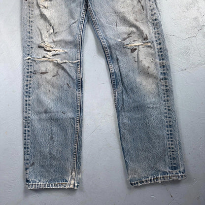 Levis 501 Vintage 90s USA XX Straight Leg Jeans Blue Light Wash 29x32 Act 28x28