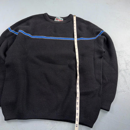 Montant Pull Wool Ski Sweater VTG 60s Blue Stripe Made in France Mens Rockabilly