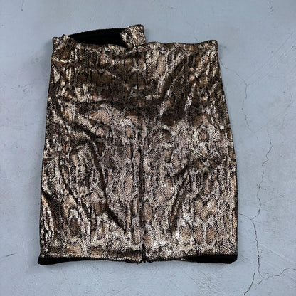 Zara Woman Metallic Gold Snake Print Sequined Ruched Mini Skirt Sz XS Short