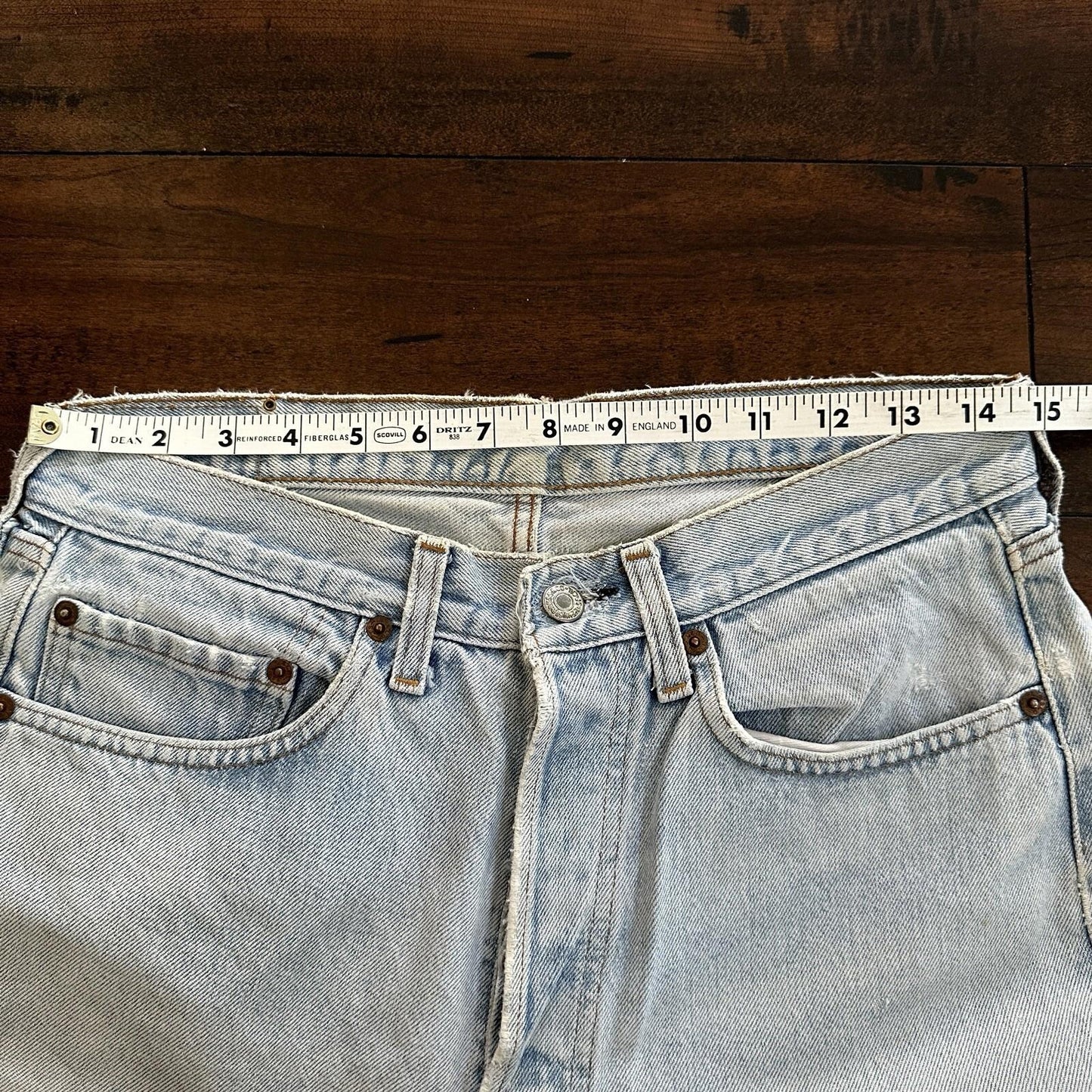 Levis Vintage 80s Redline Selvedge USA 501 Light Wash Blue Jeans 70s Act 29x33
