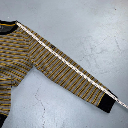 Mountain HardWear Sweater Mens Gray Yellow Striped Crewneck Wool Outdoor