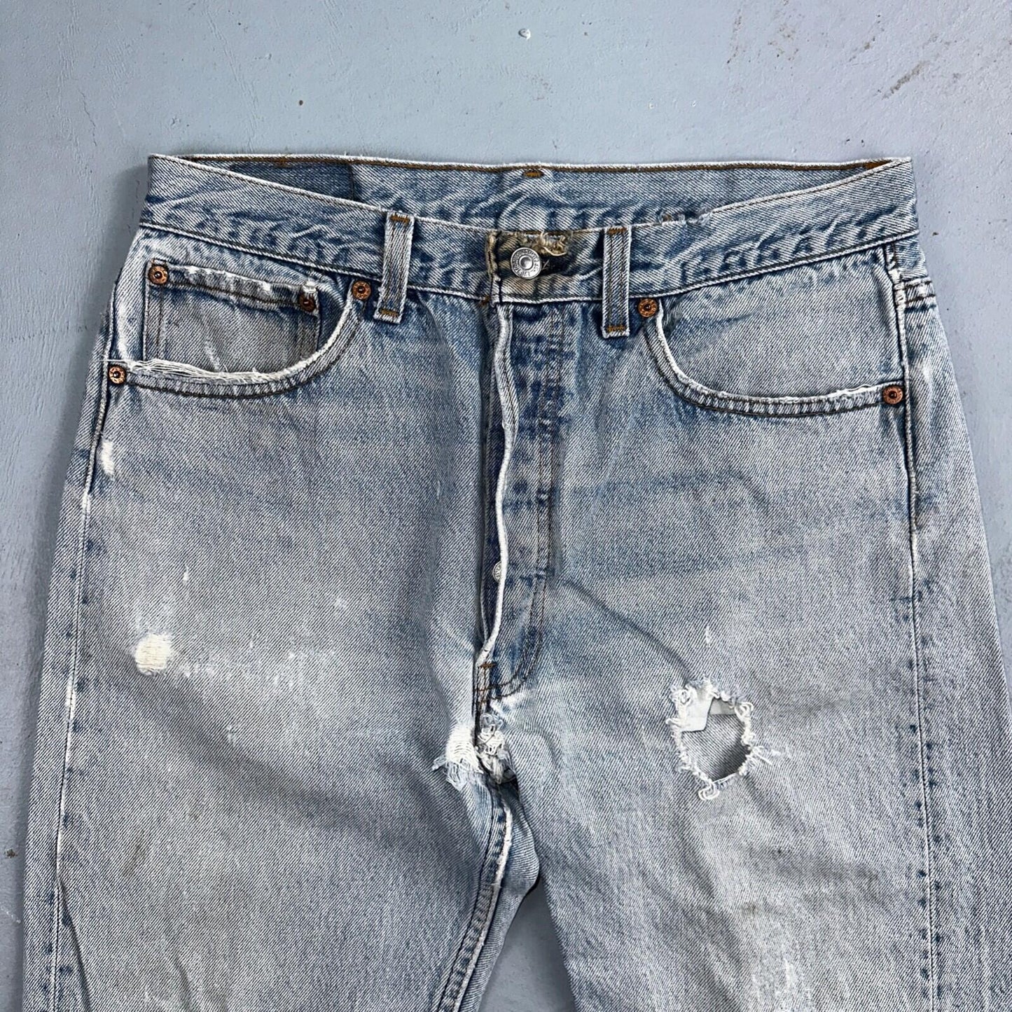 Levis 501 Vintage 90s USA XX Straight Leg Jeans Blue Light Wash 34x36 Act 31x31