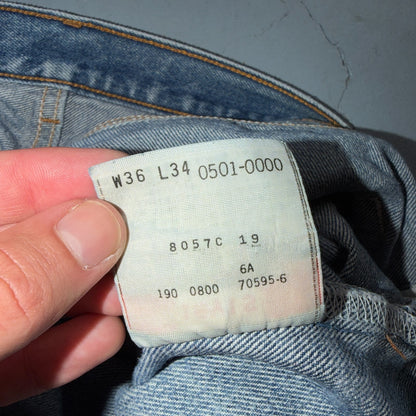 Levis 501 Vintage 90s Y2K XX Straight Leg Jeans Blue Light Wash 36x34 Act 34x30