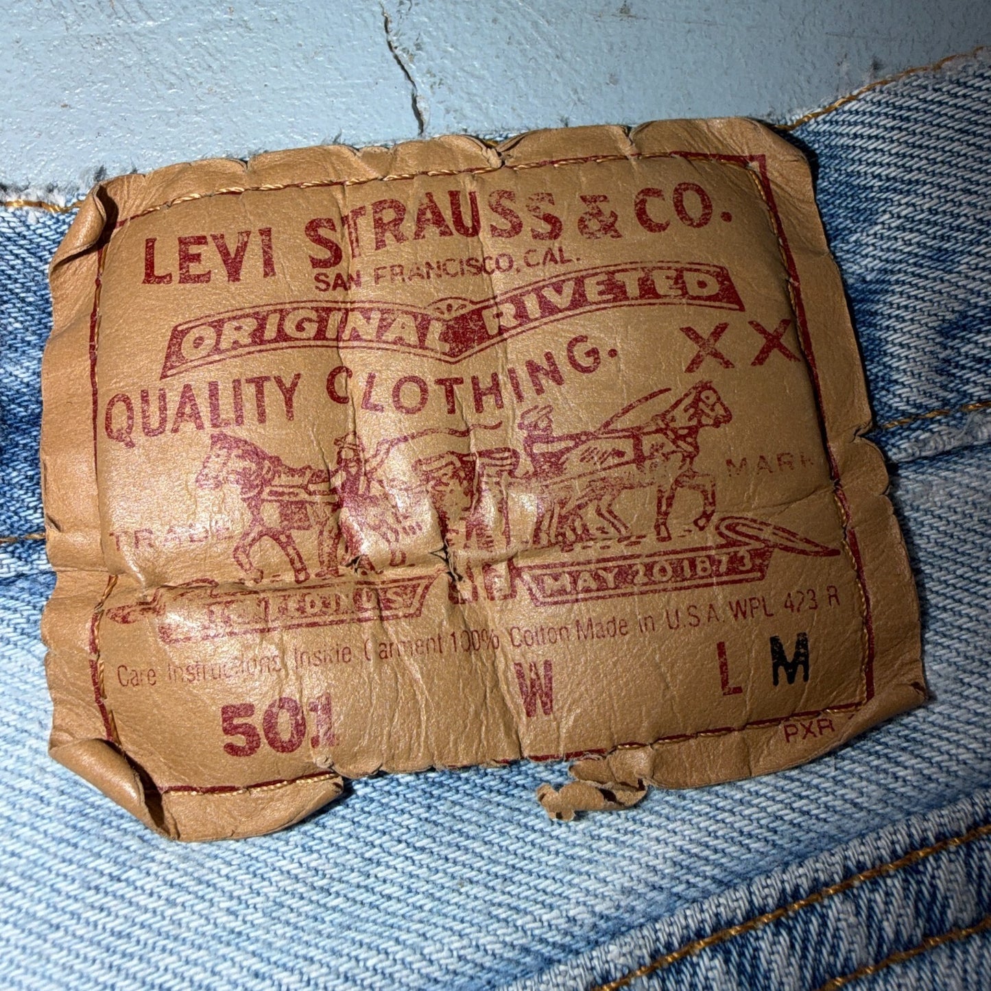 Levis 501 Vintage 90s USA XX Straight Leg Jeans Blue Light Wash Womens Act 27x31