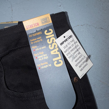 Faded Glory Classic Jeans Women's Size 12 Black Solid Straight Leg Stretch New