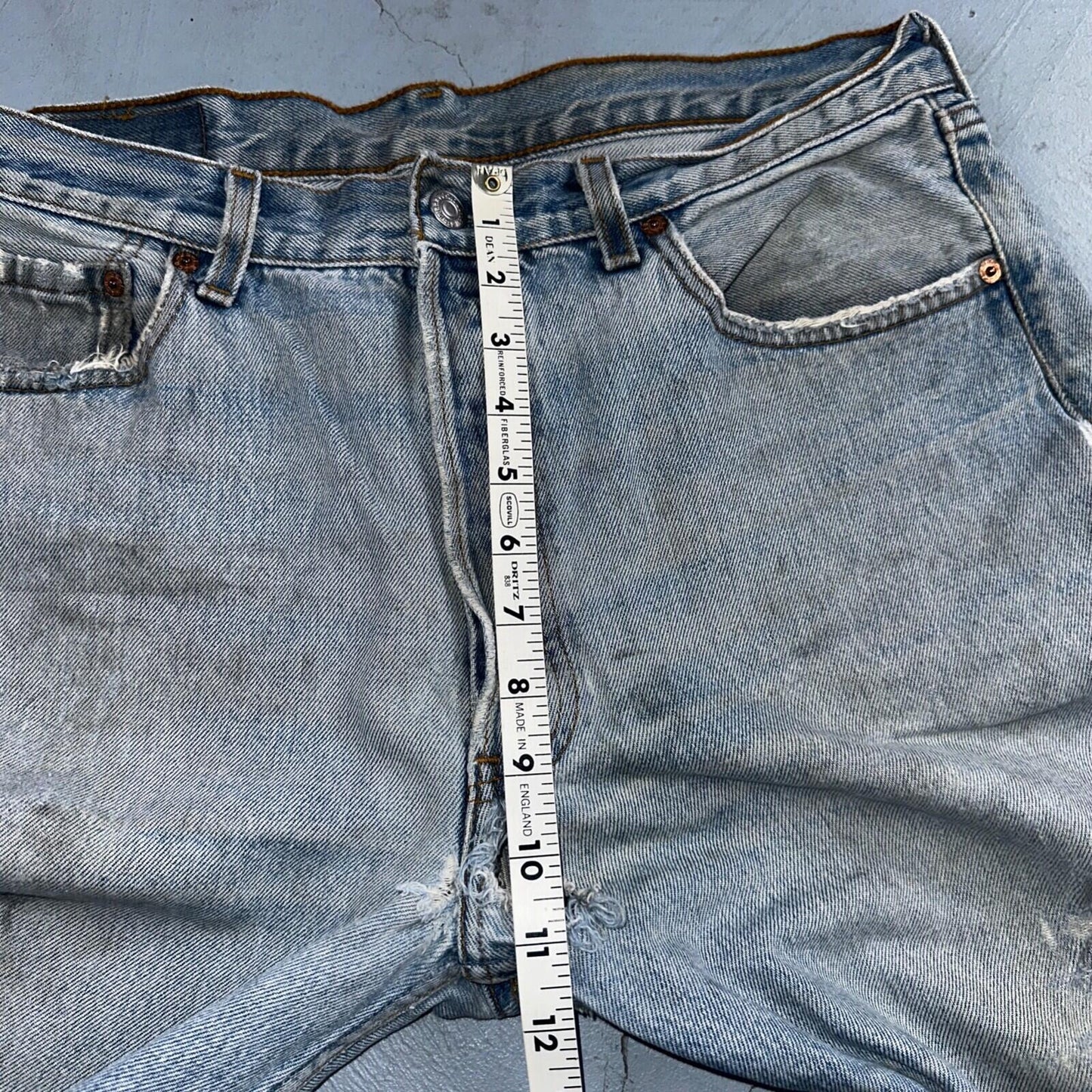 Levis 501 Vintage 90s USA XX Straight Leg Jeans Blue Thrashed 34x34 Act 33x32