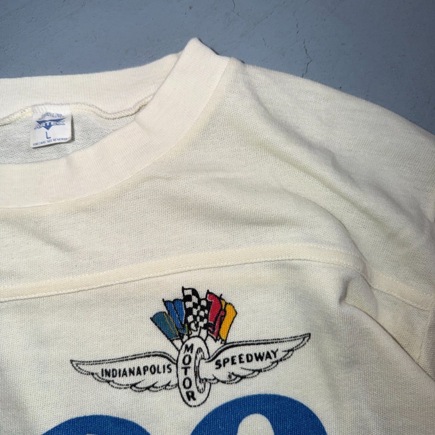 VTG Indianapolis Motor Speedway 500 Jersey T Shirt Artex Large USA Raglan 70s