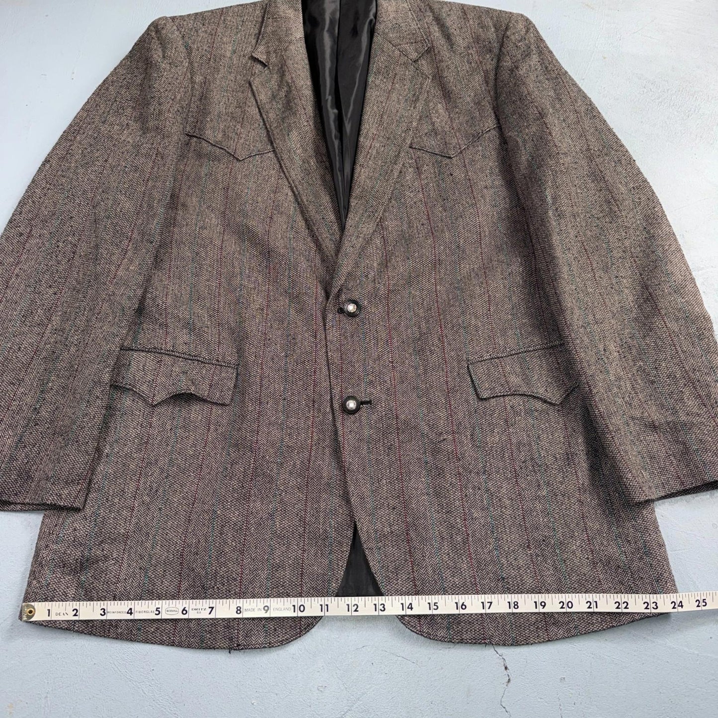 Vintage Circle S Dallas Texas Western Cowboy Blazer Jacket Mens 44L Silk Lining