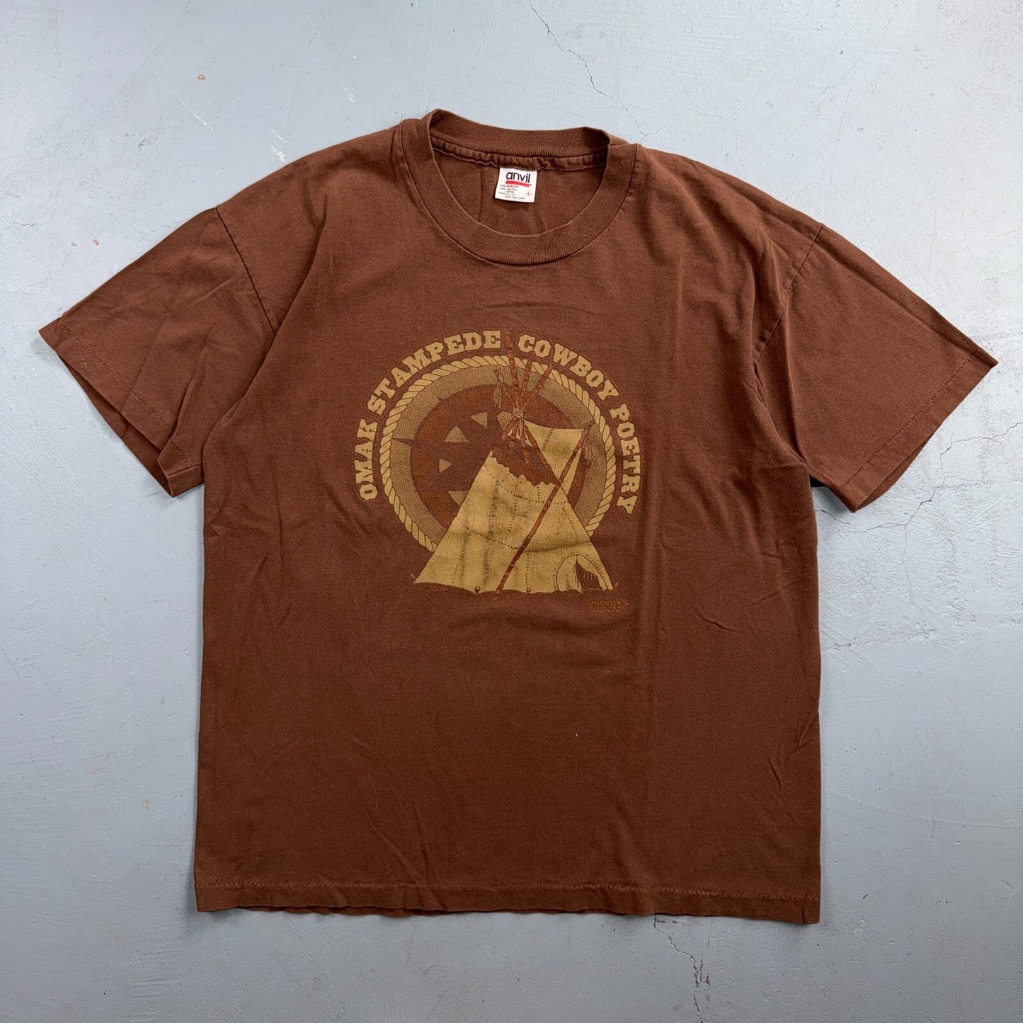 VTG 90s Omak Stampede Cowboy Poetry T Shirt Teepee Western Washington Anvil