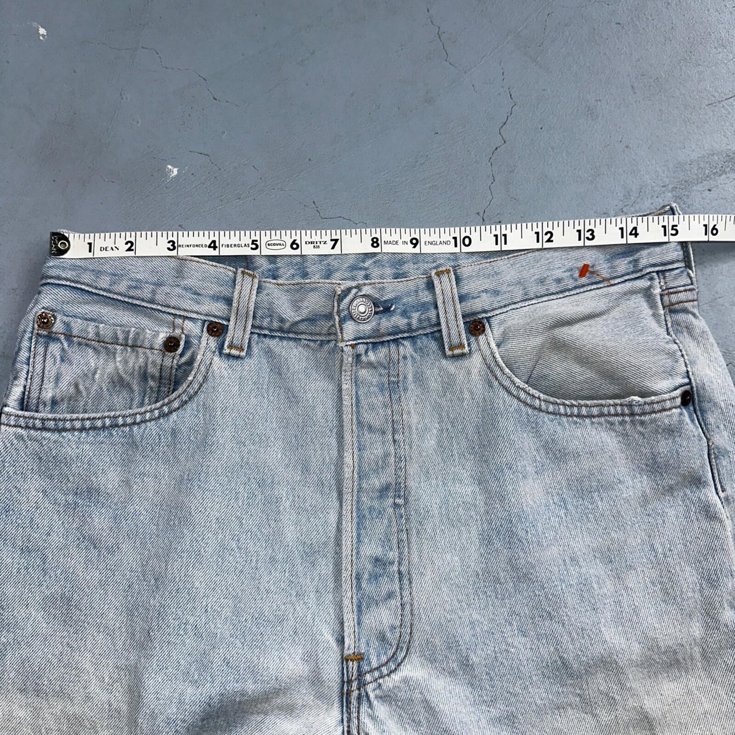 Levis 501 Vintage 90s USA XX Straight Leg Jeans Blue Light Wash 34x38 Act 30x33