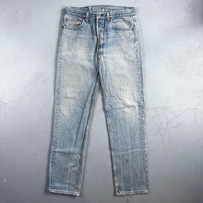 Levis 501 Vintage 90s USA XX Straight Leg Jeans Blue Light Wash 34x36 Act 32x32