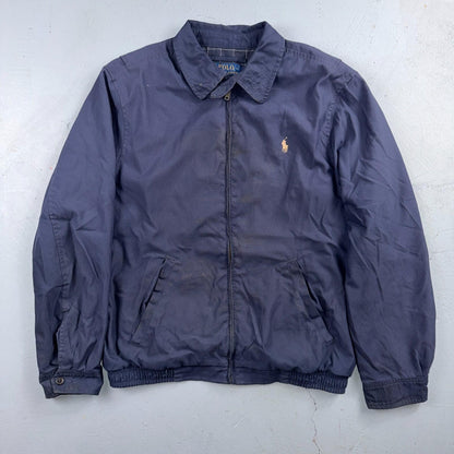 Polo Ralph Lauren Harrington Jacket Men M Solid Blue Striped Lined Y2K