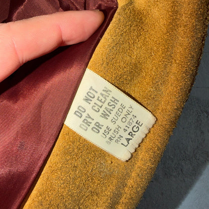 1940s 1950s VTG Brown Suede Jacket Leather Distressed Rockabilly Ricky Chore