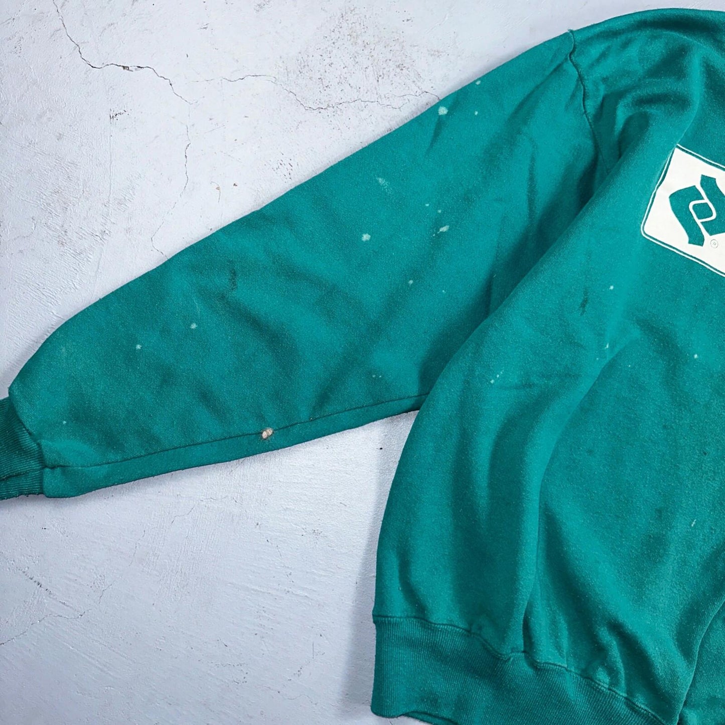 Farm Core Animals VTG 80s Crewneck Sweatshirt Green Land O Lakes Feed Stained