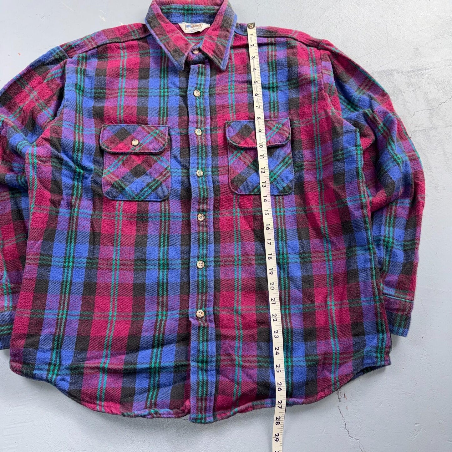 VTG Five Brother Shirt Mens XL Shadow Plaid Flannel USA Red 1980s 80s Blue Red