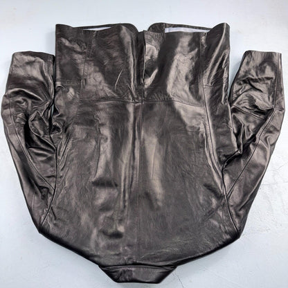 BGSD Mens Black Leather 2 Button Front Collared Jacket Size XL S Lambskin
