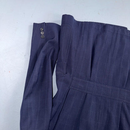 1940s 1950s VTG Mens Double Breast Suit 36 Jacket Coat Navy Union Rockabilly USA