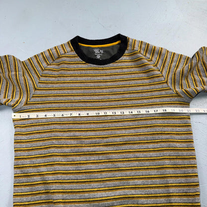 Mountain HardWear Sweater Mens Gray Yellow Striped Crewneck Wool Outdoor